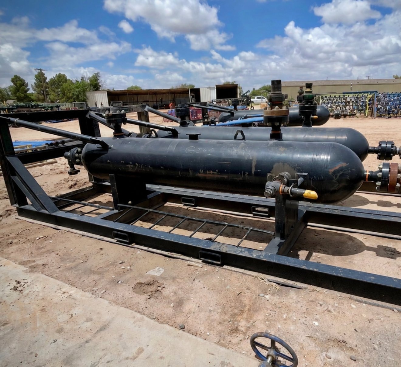 Skid-mounted separator vessels on a yard